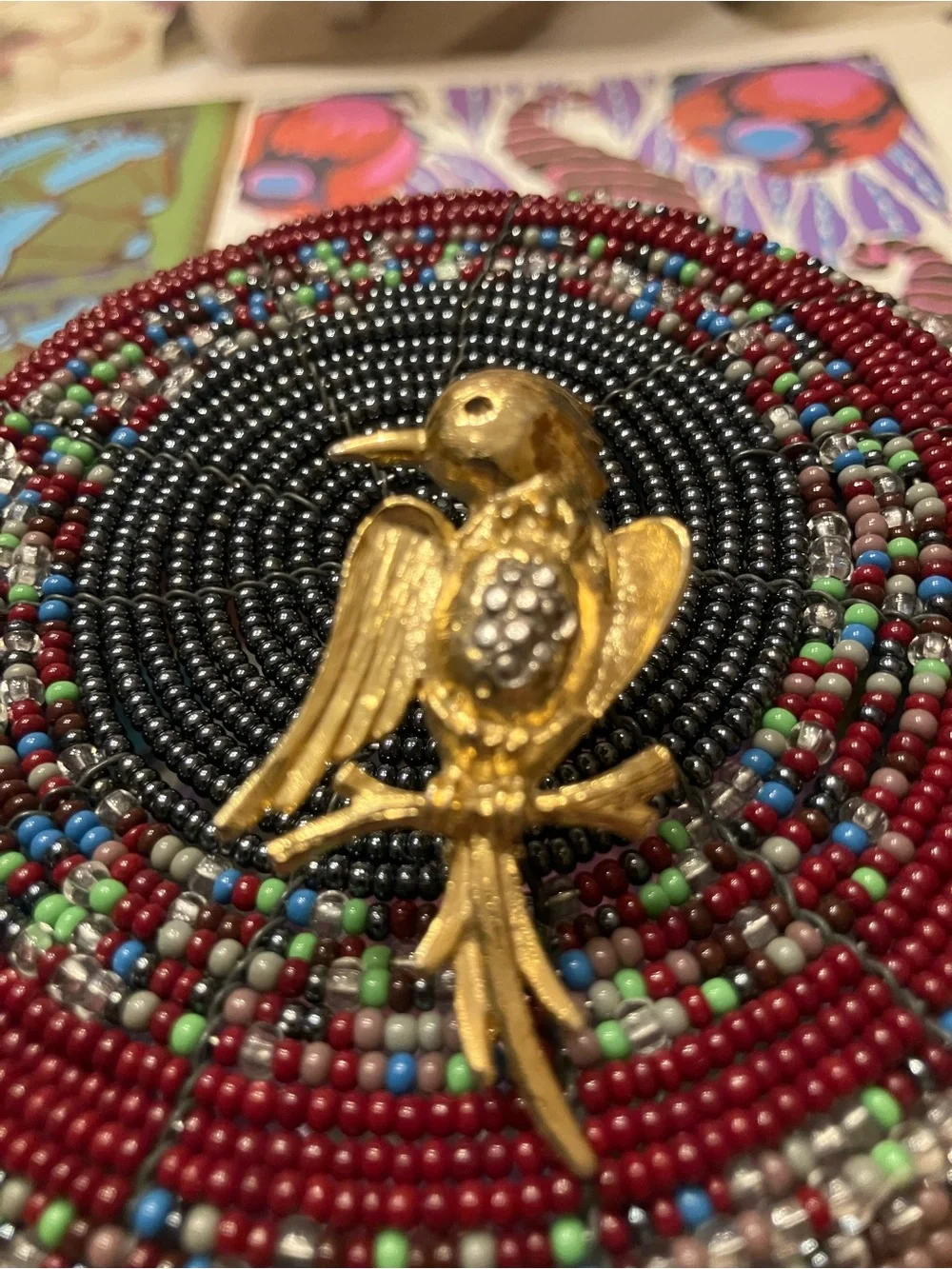 GOLD TONE BIRD BROOCH WITH PAVE RHINESTONES